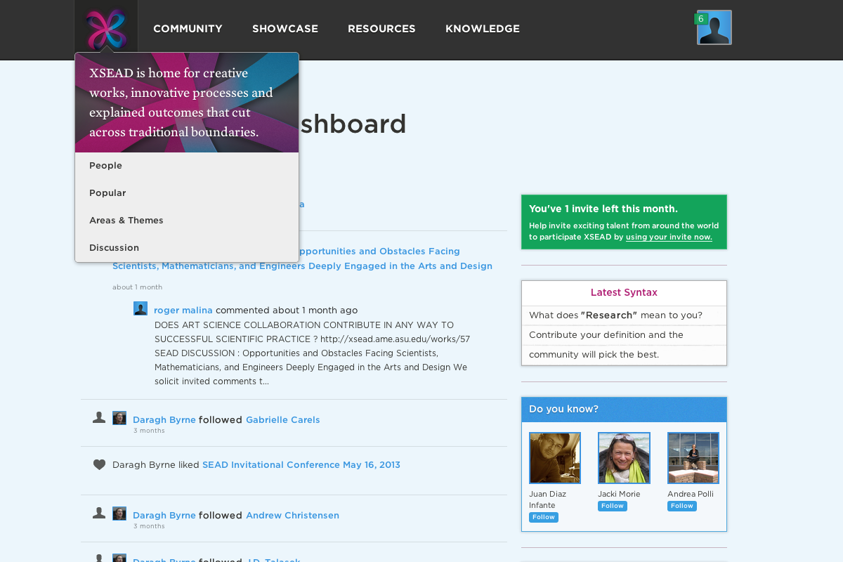 The dashboard coordinates users around the emerging, curated and contributed content from all layers